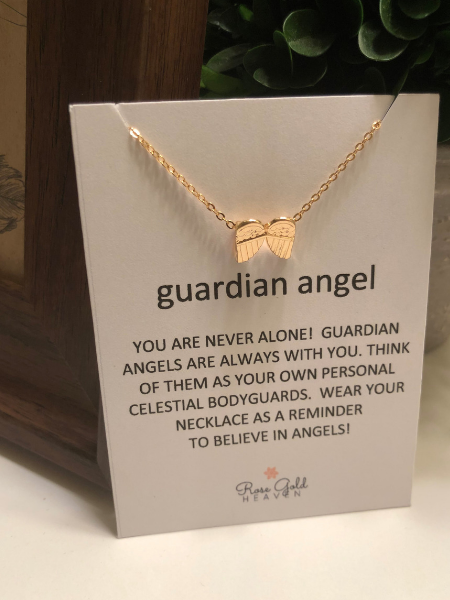 Rose gold 2025 guardian angel necklace