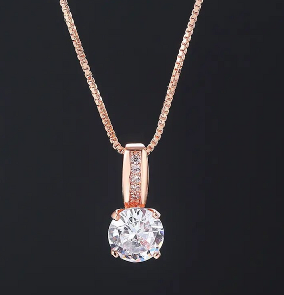 Rose Gold Crystal Pendant Necklace
