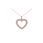14K Rose Gold Open Heart Diamond Pendant Necklace
