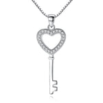 Sterling Silver Love Heart Key Necklace