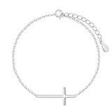 Sterling Silver Horizontal  Cross Bracelet